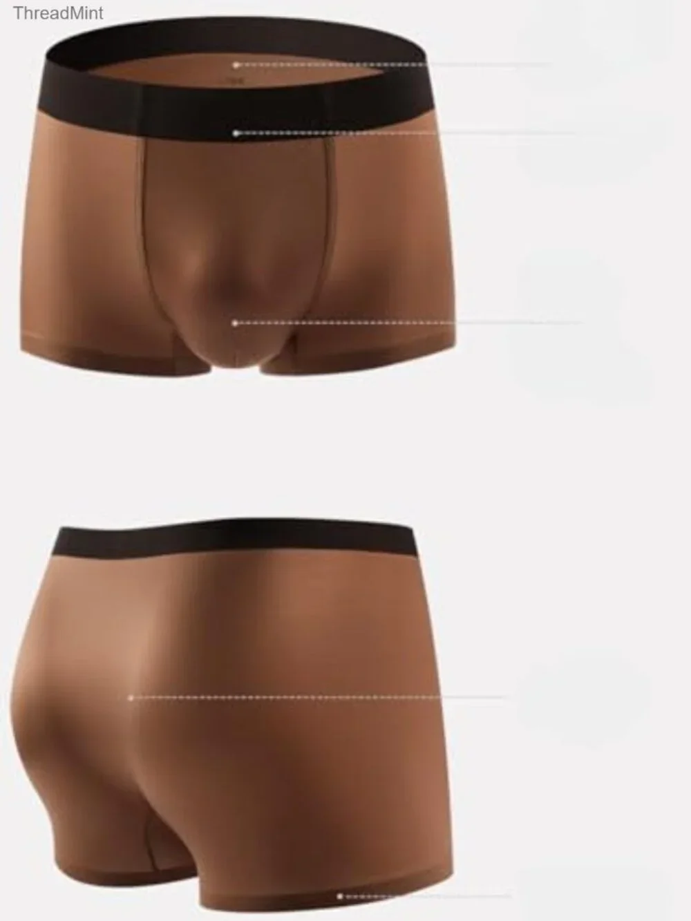Satin Silk Boxer Briefs Seamless Breathable Mid Waist Underwear